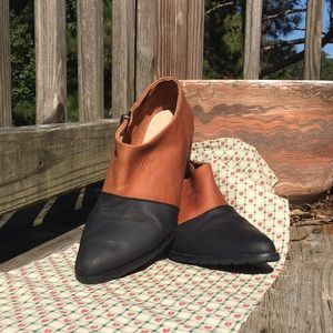 Leather two toned ankle boots